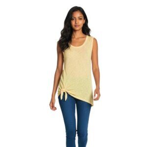 Bobeau XL Crewneck Front Tie Semi Sheer Yellow Tank NWT